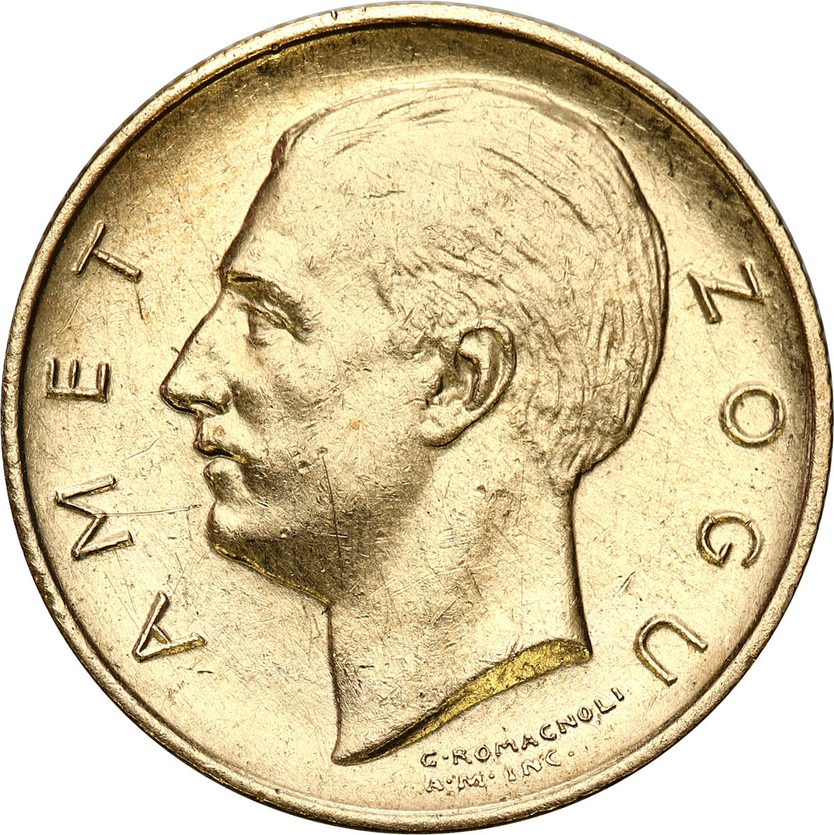 Albania, Ahmed Zogu. 20 franga 1927 R, Rzym - RZADKIE